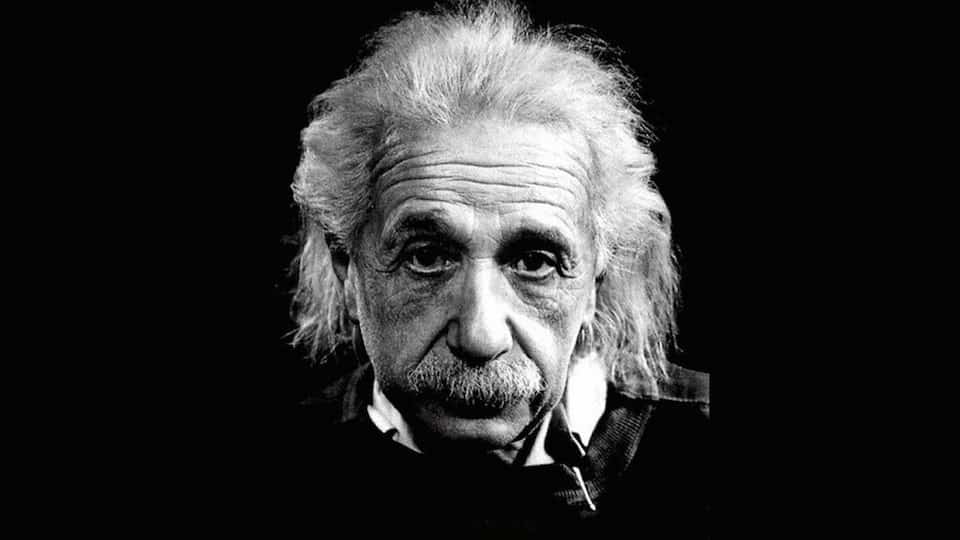 einstein photo black background