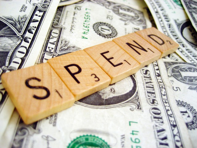 spend money, dollar bills