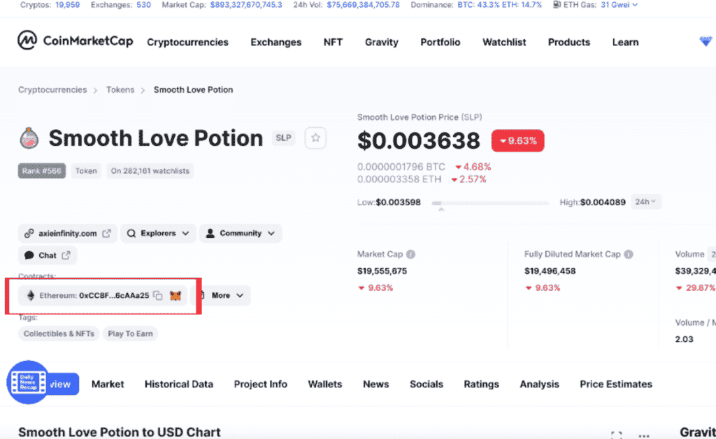 add slp through coinmarketcap